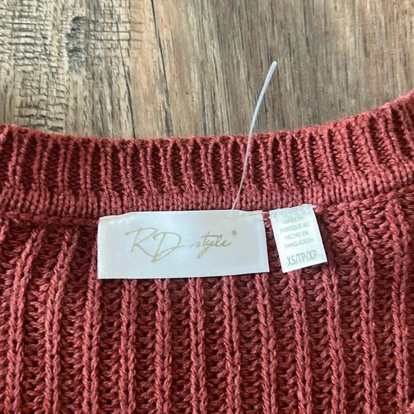 NWOT RD Style Knit Womens Sweater Rust Color Size XS - Picture 6 of 14